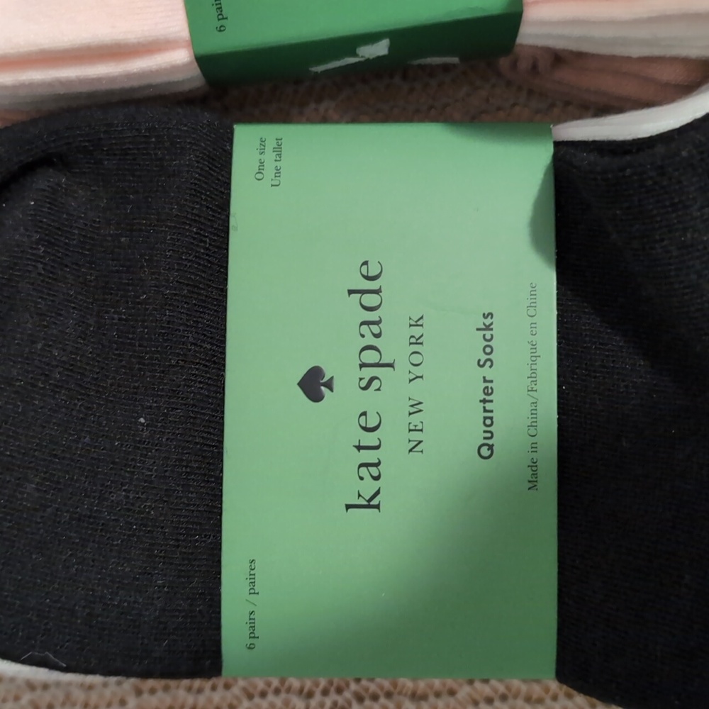 Kate Spade Quarter Socks - Black Or Pink Pick One 6 Pack New - Picture 2 of 3